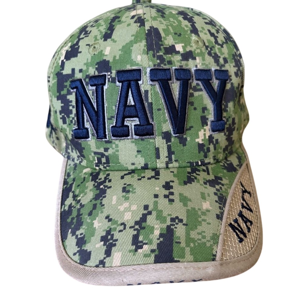 Digital Camouflage Navy Cap Hat‎ Embroidered "Navy" & Eagle (One Size)